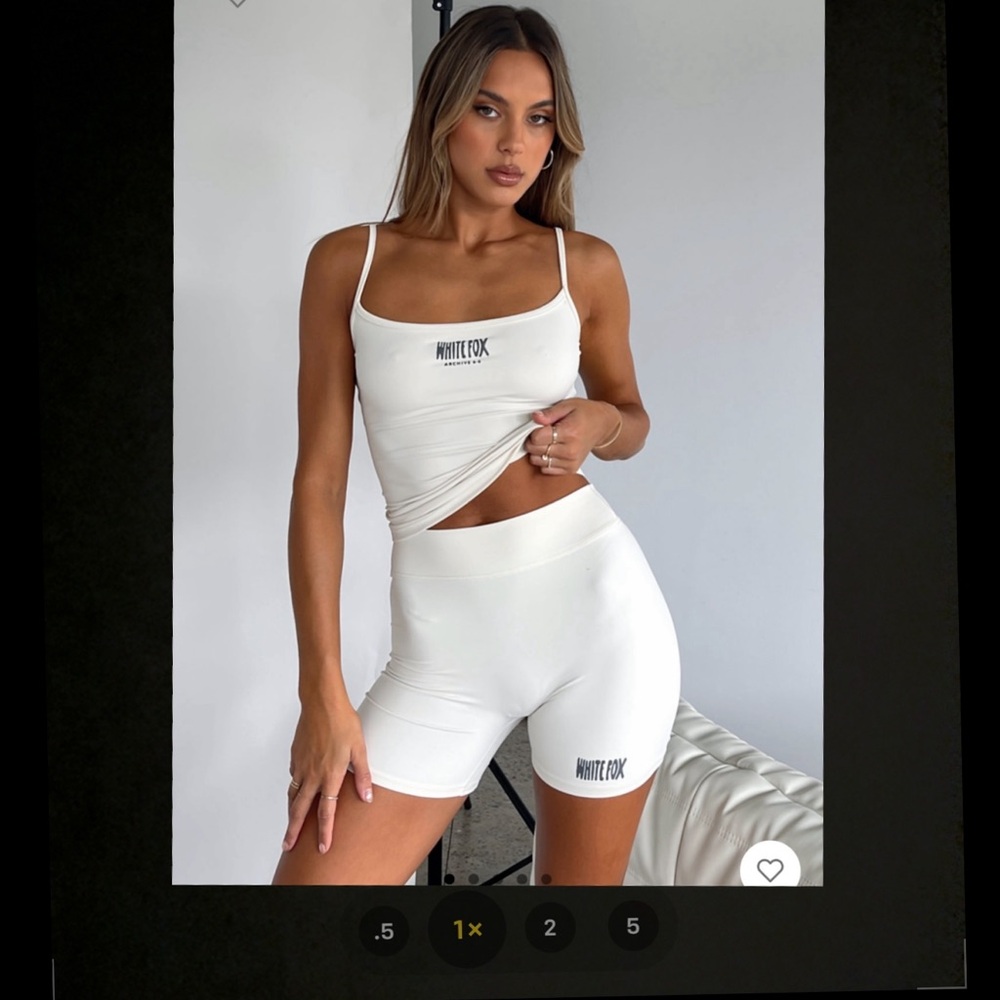 White Fox Boutique White Bike Shorts and tops